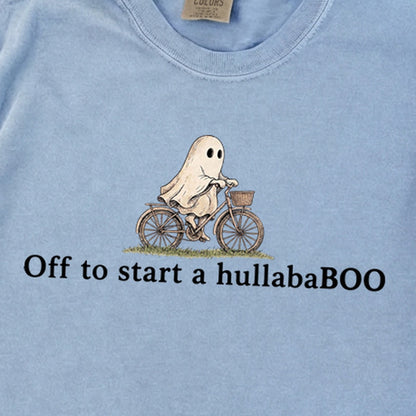Small Ghost Riding a Bike Hullababoo Premium Long Sleeve
