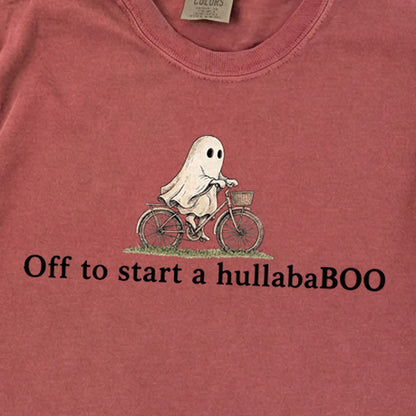 Small Ghost Riding a Bike Hullababoo Premium Long Sleeve