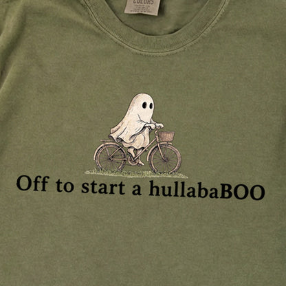 Small Ghost Riding a Bike Hullababoo Premium Long Sleeve