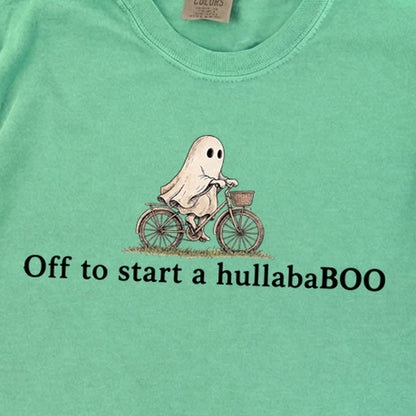 Small Ghost Riding a Bike Hullababoo Premium Long Sleeve