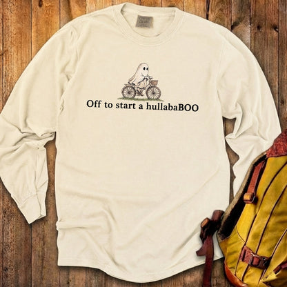 Small Ghost Riding a Bike Hullababoo Premium Long Sleeve