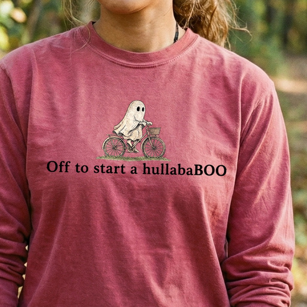 Small Ghost Riding a Bike Hullababoo Premium Long Sleeve