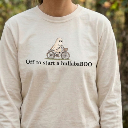 Small Ghost Riding a Bike Hullababoo Premium Long Sleeve