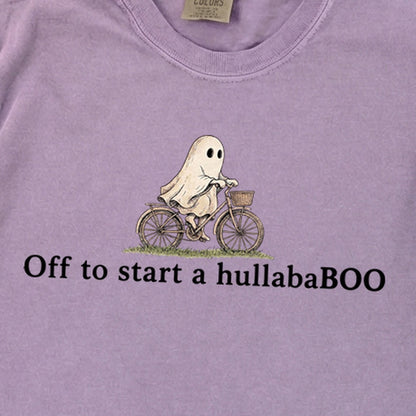 Small Ghost Riding a Bike Hullababoo Premium Long Sleeve