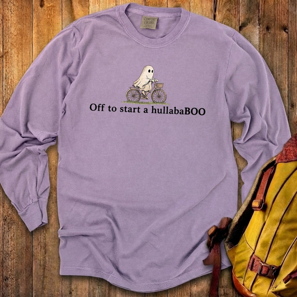 Small Ghost Riding a Bike Hullababoo Premium Long Sleeve