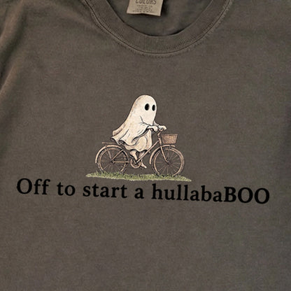 Small Ghost Riding a Bike Hullababoo Premium Long Sleeve