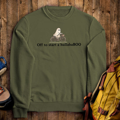 Small Ghost Riding a Bike Hullababoo Crewneck Sweatshirt