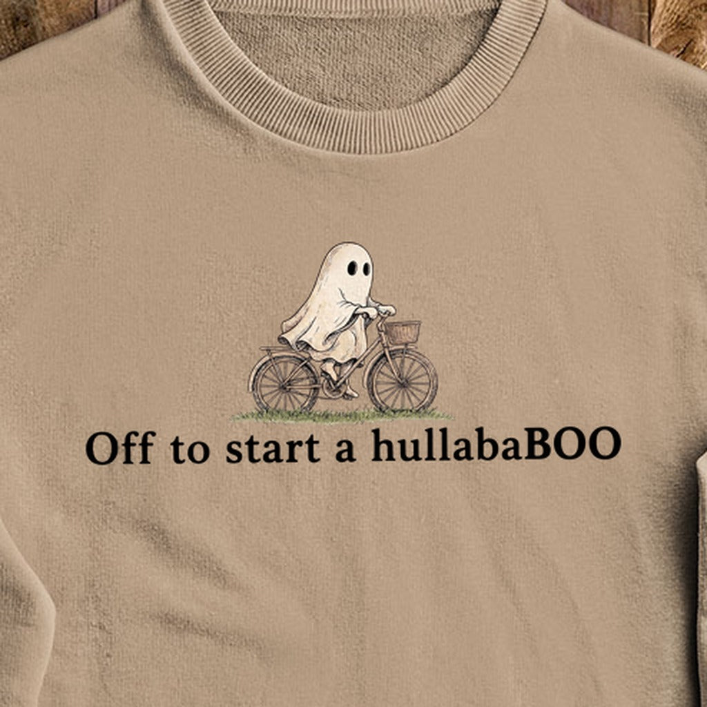 Small Ghost Riding a Bike Hullababoo Crewneck Sweatshirt