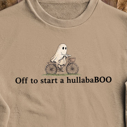 Small Ghost Riding a Bike Hullababoo Crewneck Sweatshirt