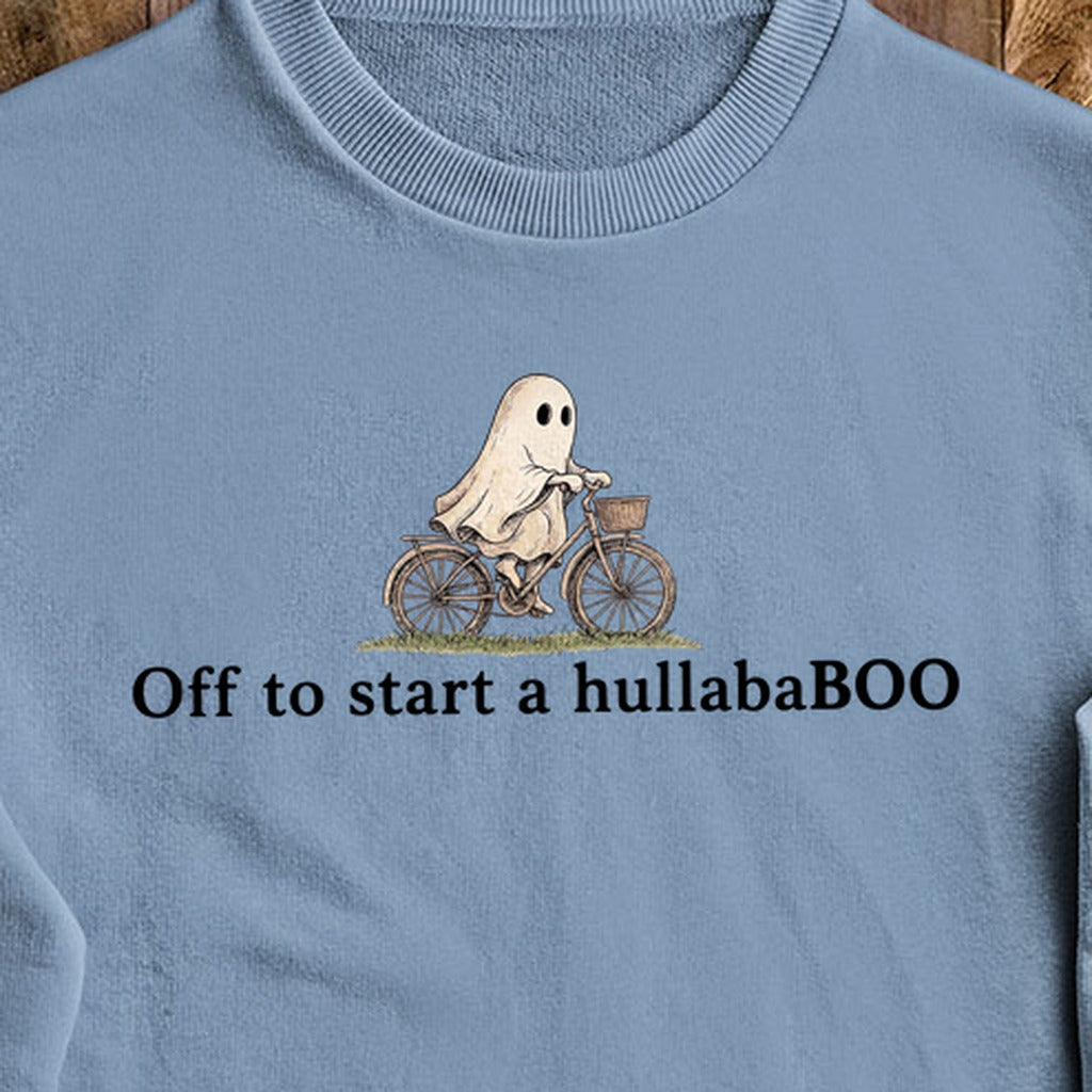 Small Ghost Riding a Bike Hullababoo Crewneck Sweatshirt