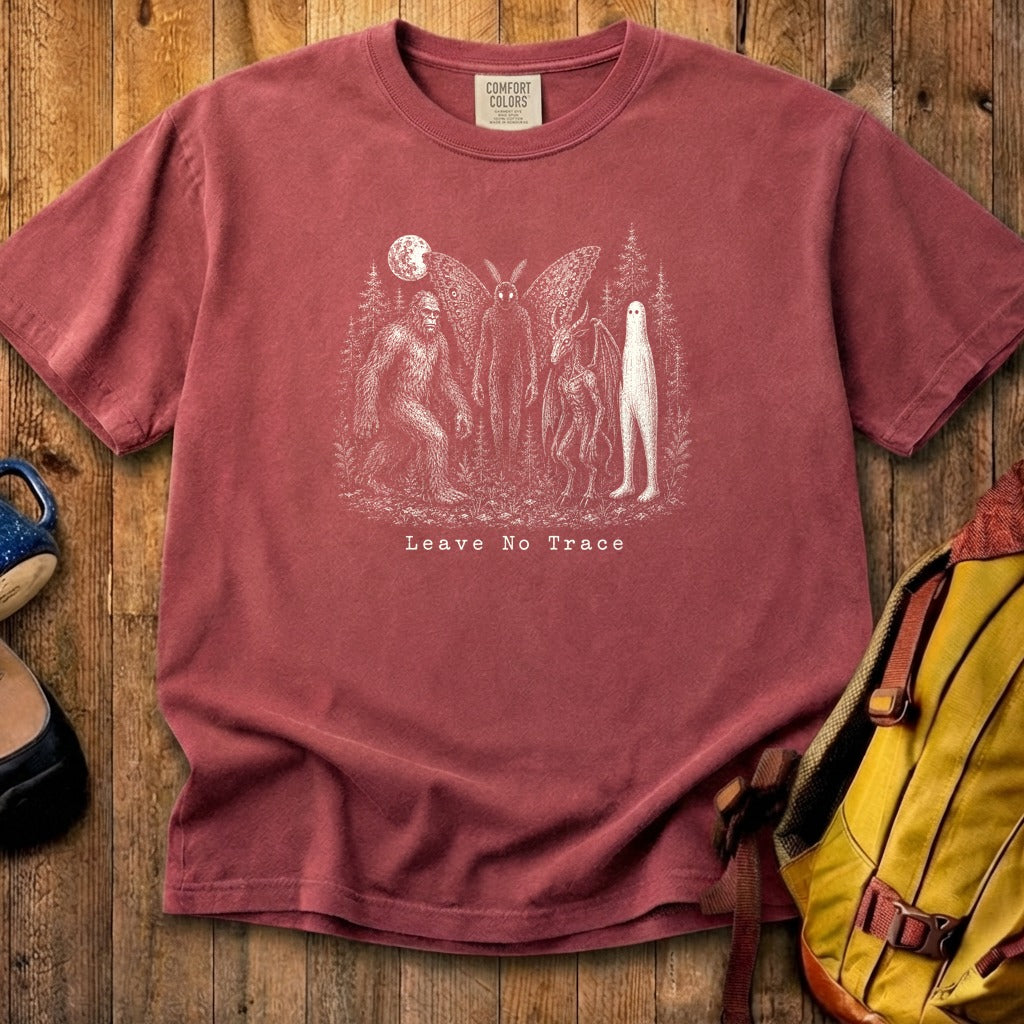 Bigfoot Mothman Jersey Devil Nightcrawler Leave No Trace Cotton T-Shirt