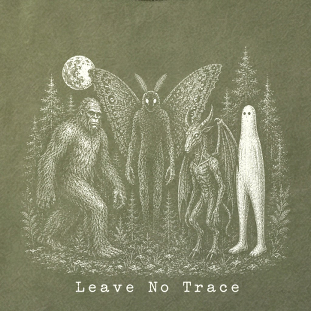 Bigfoot Mothman Jersey Devil Nightcrawler Leave No Trace Cotton T-Shirt