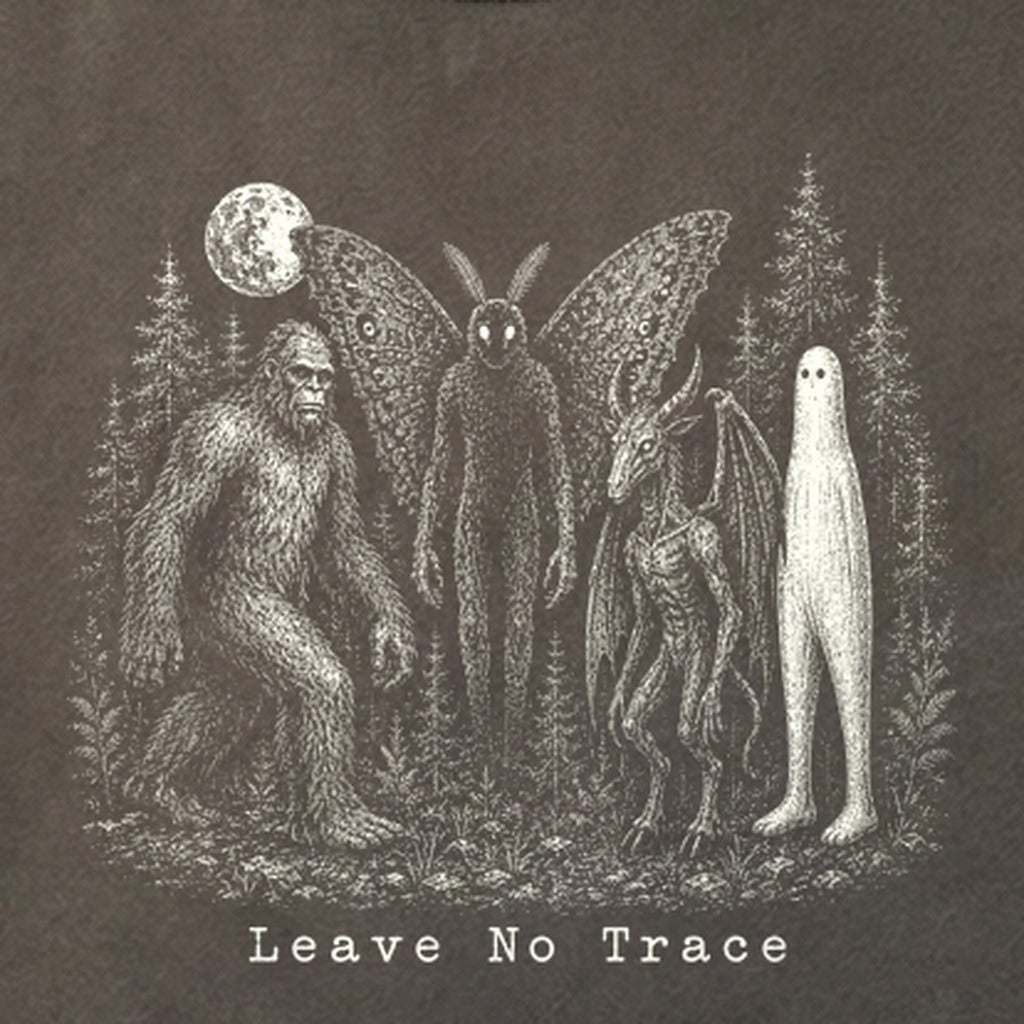 Bigfoot Mothman Jersey Devil Nightcrawler Leave No Trace Cotton T-Shirt