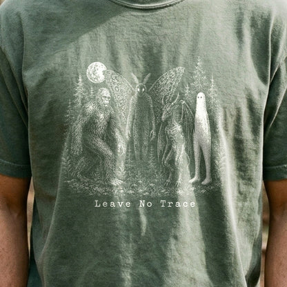 Bigfoot Mothman Jersey Devil Nightcrawler Leave No Trace Cotton T-Shirt