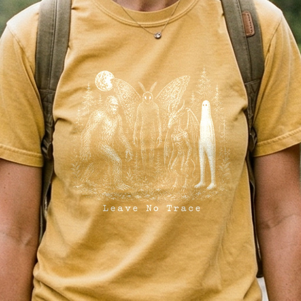 Bigfoot Mothman Jersey Devil Nightcrawler Leave No Trace Cotton T-Shirt