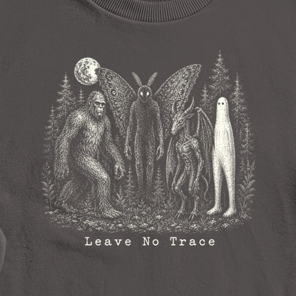 Bigfoot Mothman Jersey Devil Nightcrawler Leave No Trace Crewneck Sweatshirt
