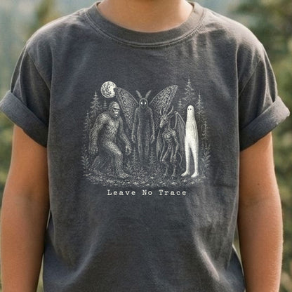 Bigfoot Mothman Jersey Devil Nightcrawler Leave No Trace Kids Cotton T-Shirt