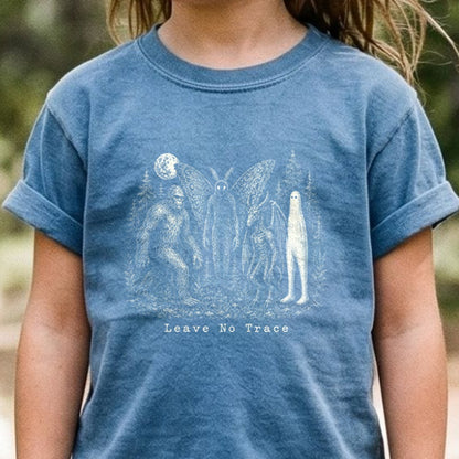 Bigfoot Mothman Jersey Devil Nightcrawler Leave No Trace Kids Cotton T-Shirt