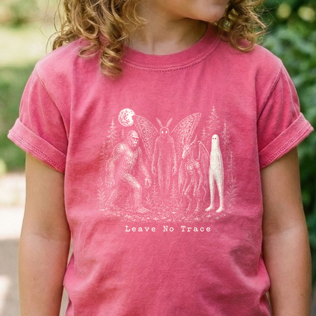 Bigfoot Mothman Jersey Devil Nightcrawler Leave No Trace Kids Cotton T-Shirt