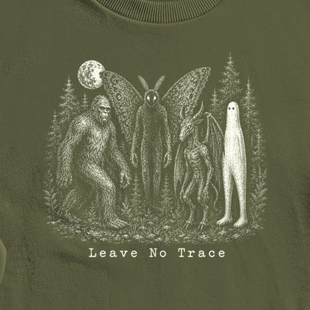 Bigfoot Mothman Jersey Devil Nightcrawler Leave No Trace Crewneck Sweatshirt