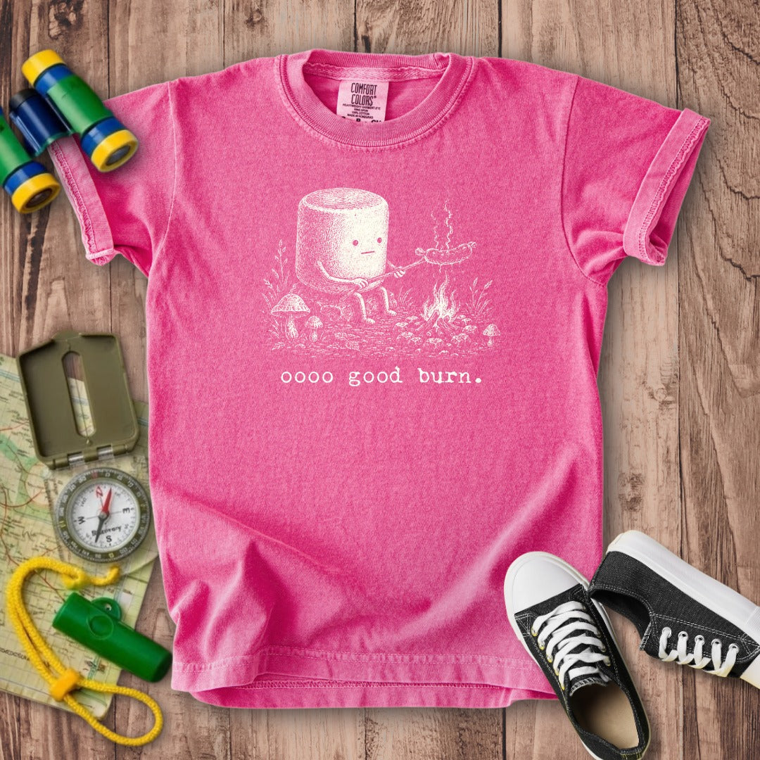 Marshmallow Roasting a Hot Dog Kids Cotton T-Shirt