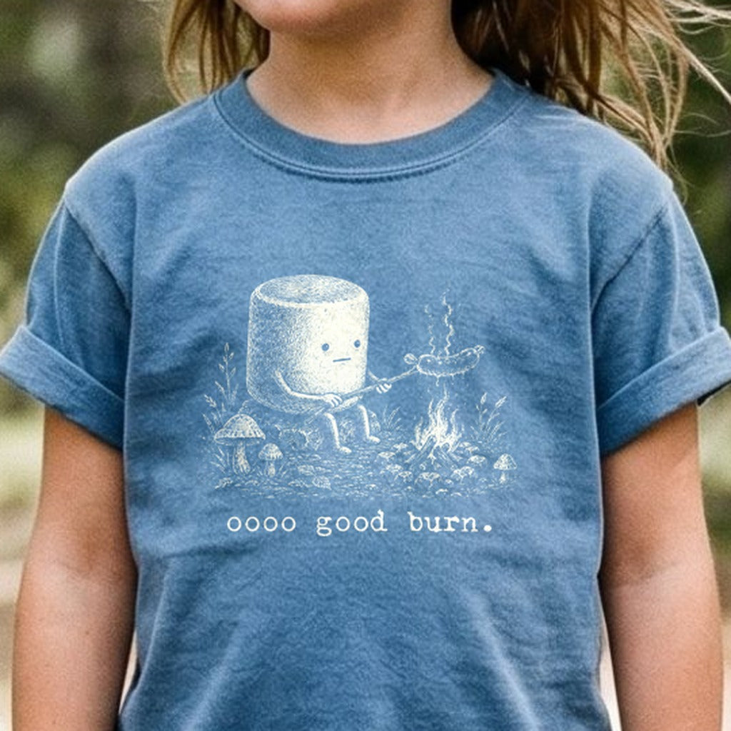 Marshmallow Roasting a Hot Dog Kids Cotton T-Shirt