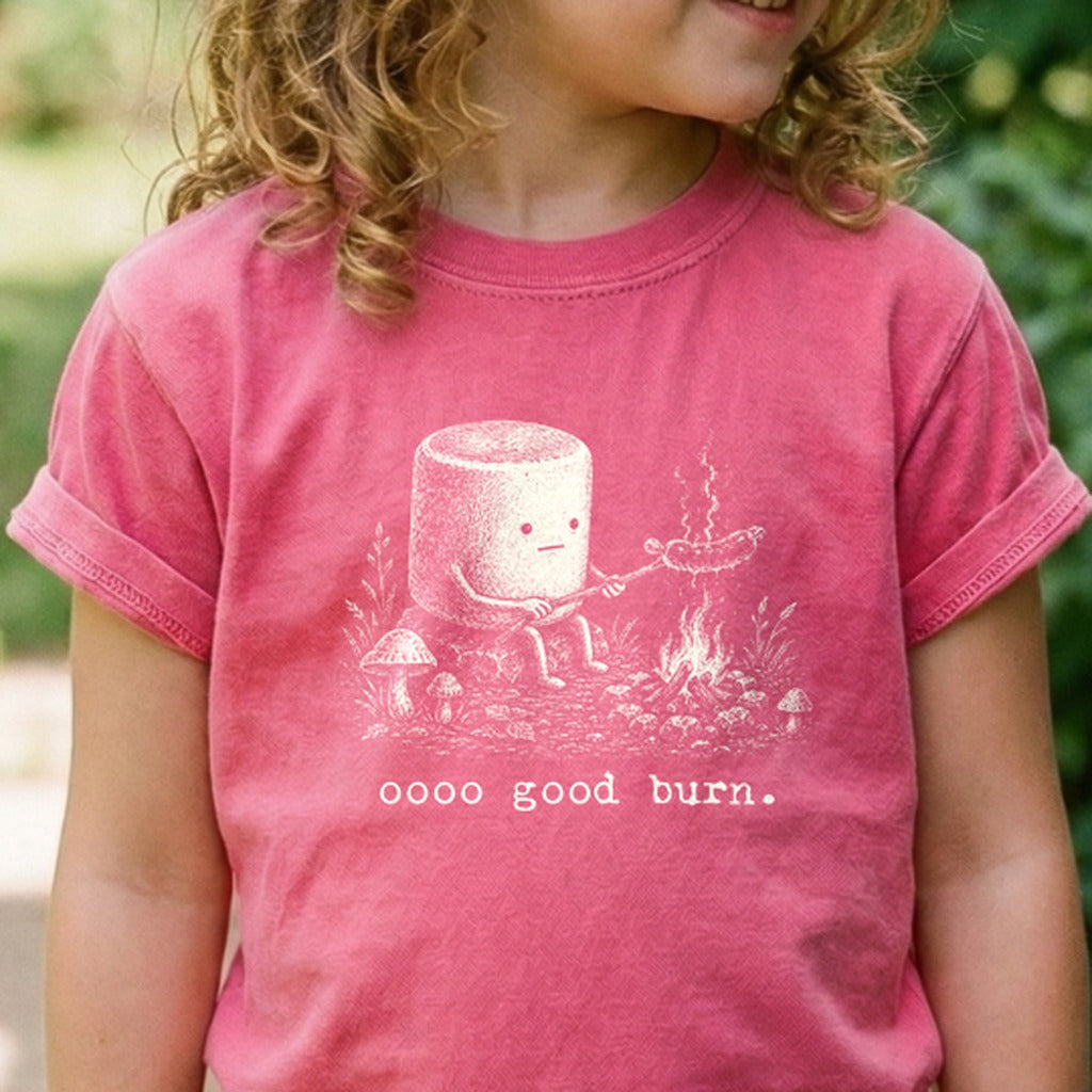 Marshmallow Roasting a Hot Dog Kids Cotton T-Shirt