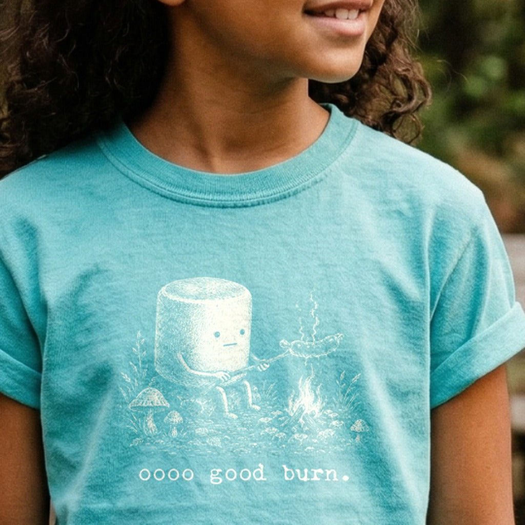 Marshmallow Roasting a Hot Dog Kids Cotton T-Shirt