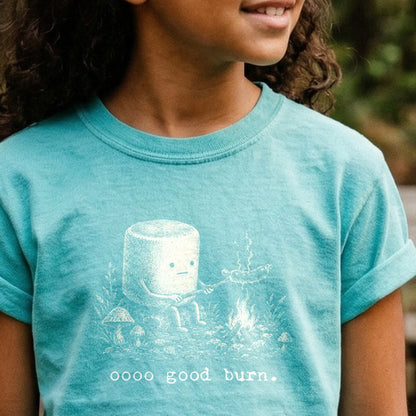 Marshmallow Roasting a Hot Dog Kids Cotton T-Shirt