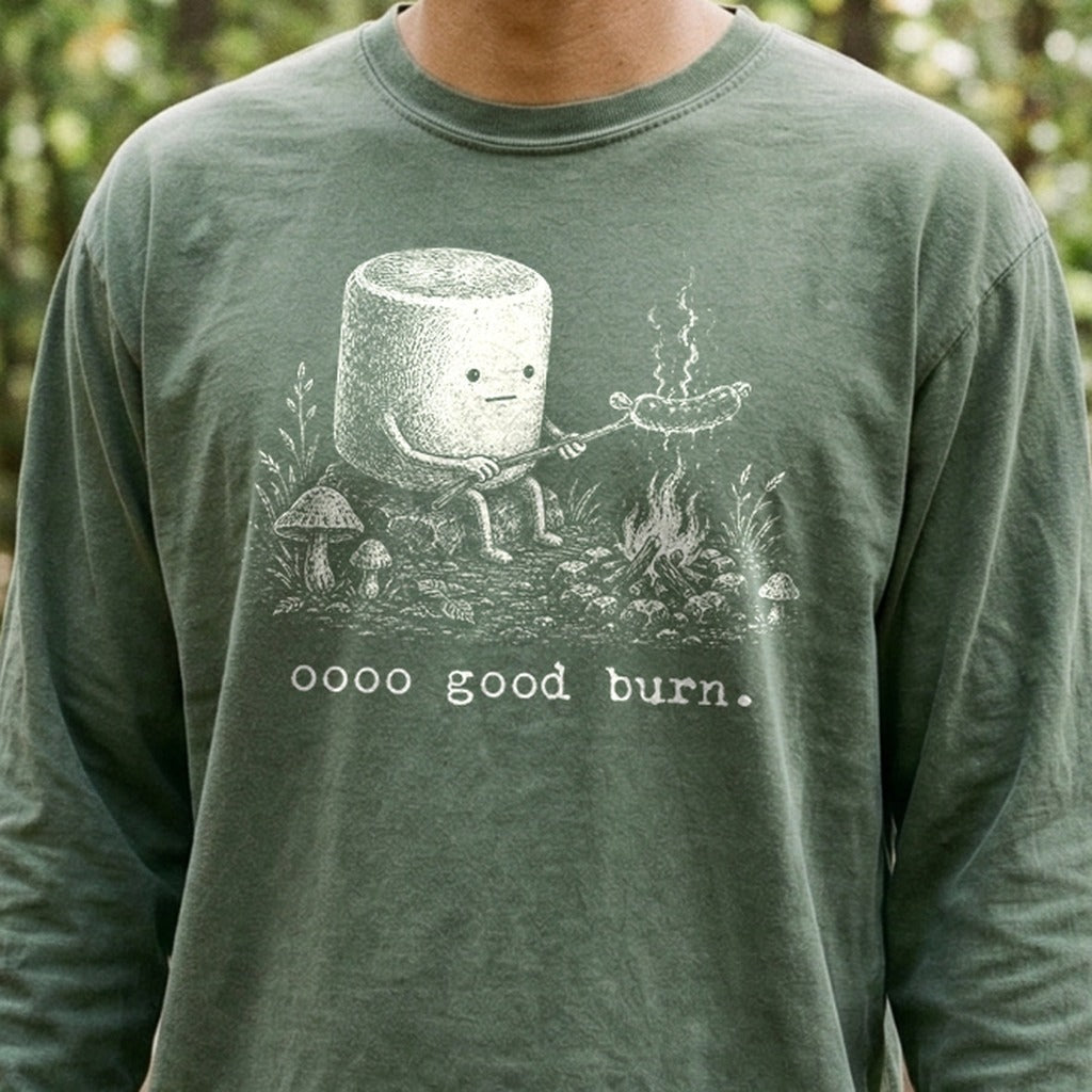 Marshmallow Roasting a Hot Dog Premium Long Sleeve
