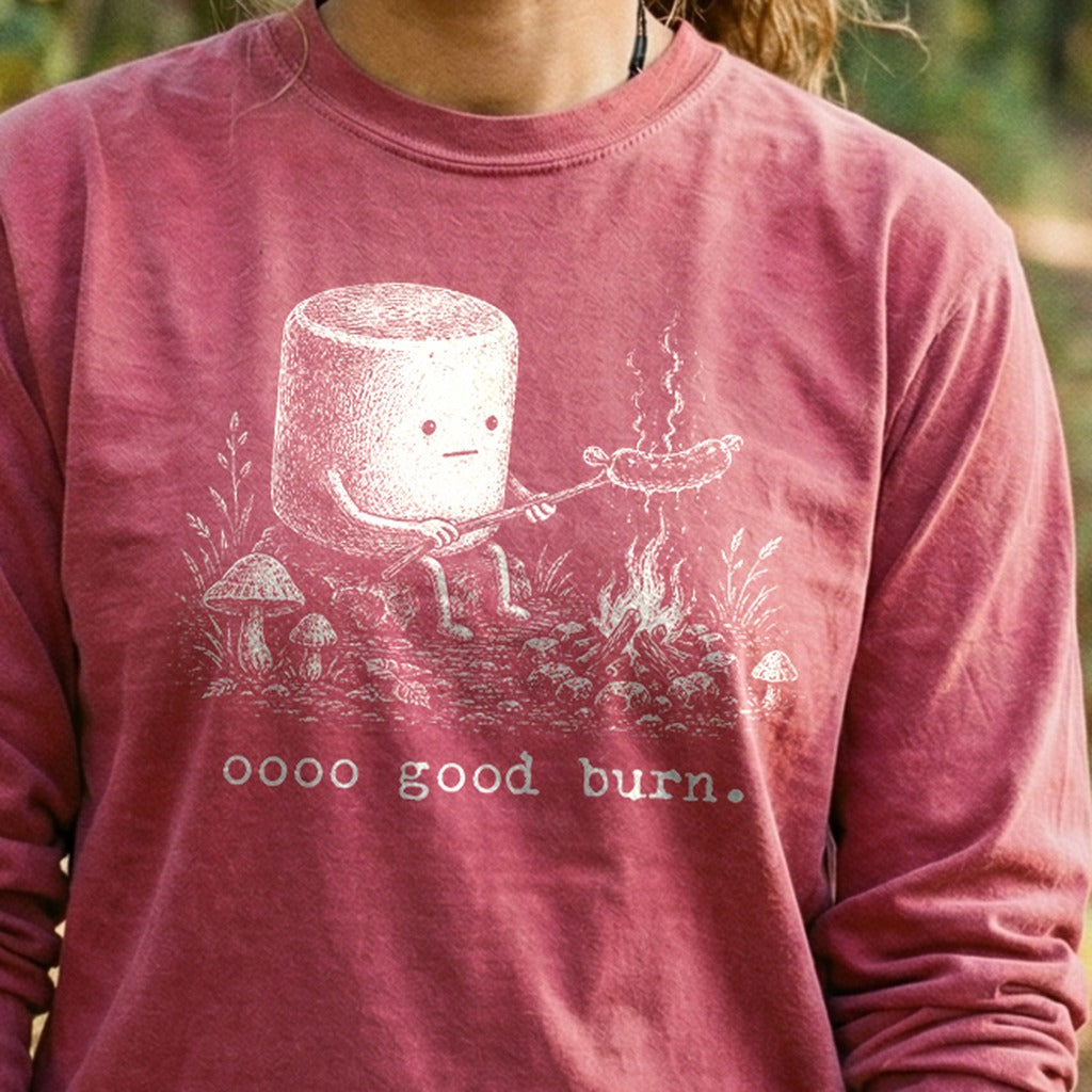Marshmallow Roasting a Hot Dog Premium Long Sleeve