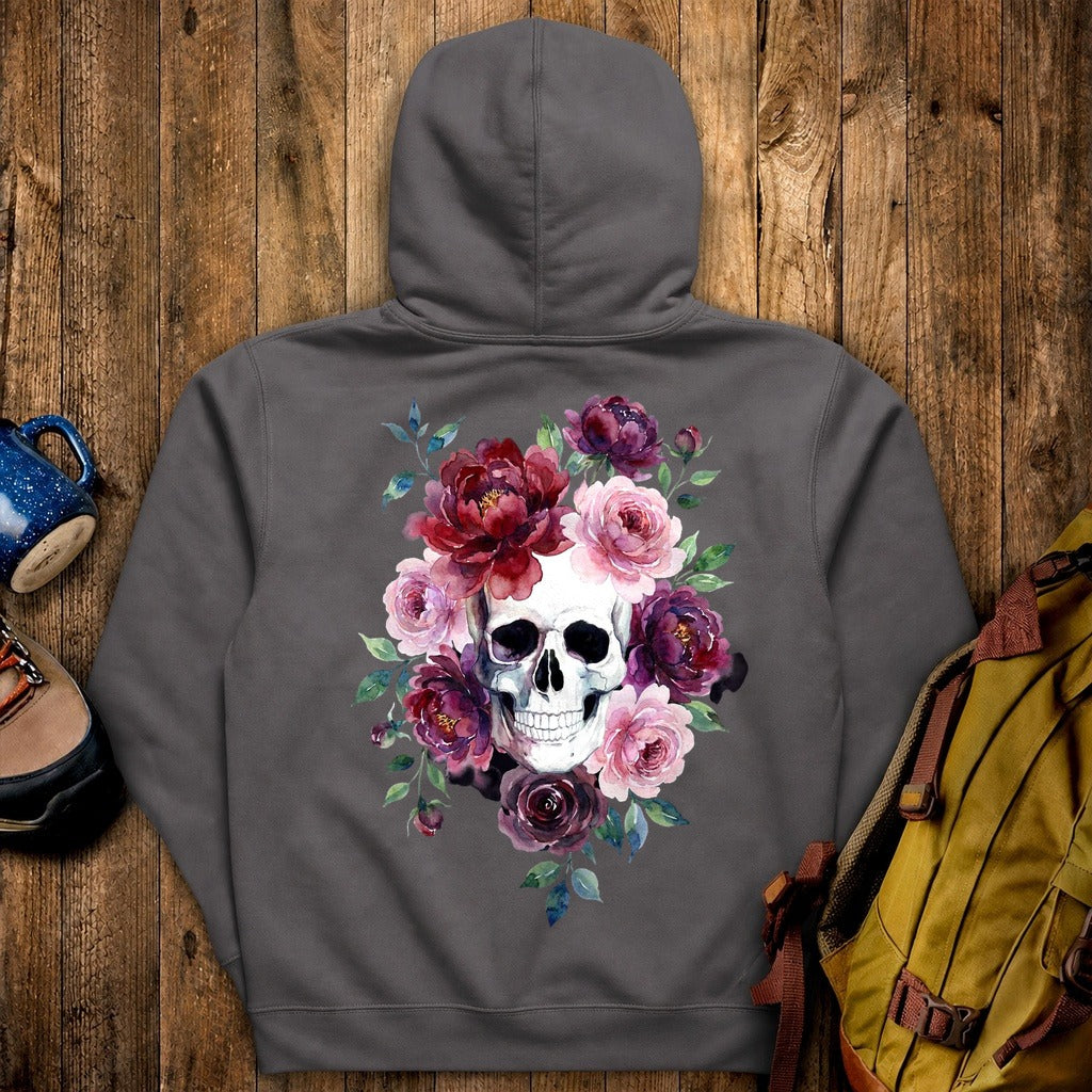 Watercolor Skull with Flowers Hoodie