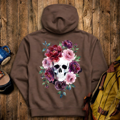 Watercolor Skull with Flowers Hoodie