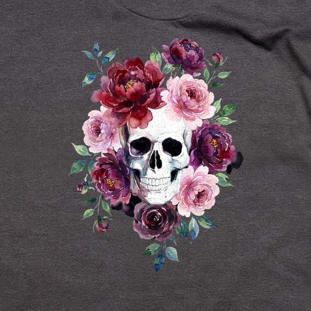 Watercolor Skull with Flowers T-Shirt