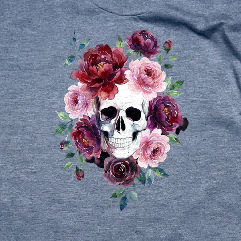 Watercolor Skull with Flowers T-Shirt