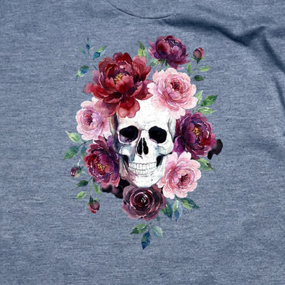 Watercolor Skull with Flowers T-Shirt