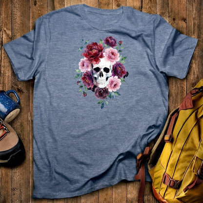 Watercolor Skull with Flowers T-Shirt