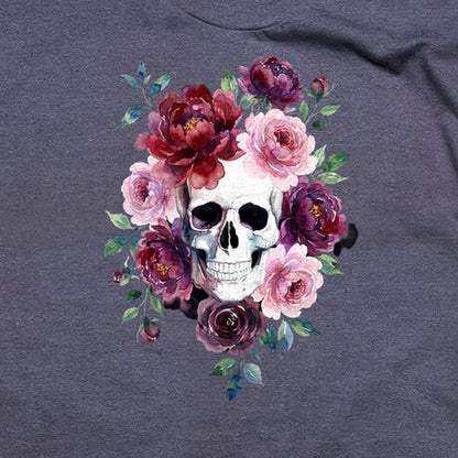 Watercolor Skull with Flowers T-Shirt
