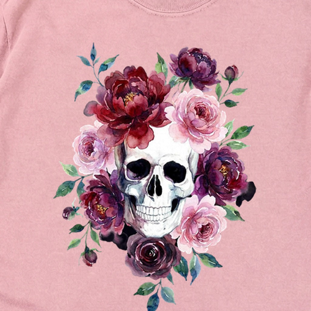Watercolor Skull with Flowers Premium Long Sleeve