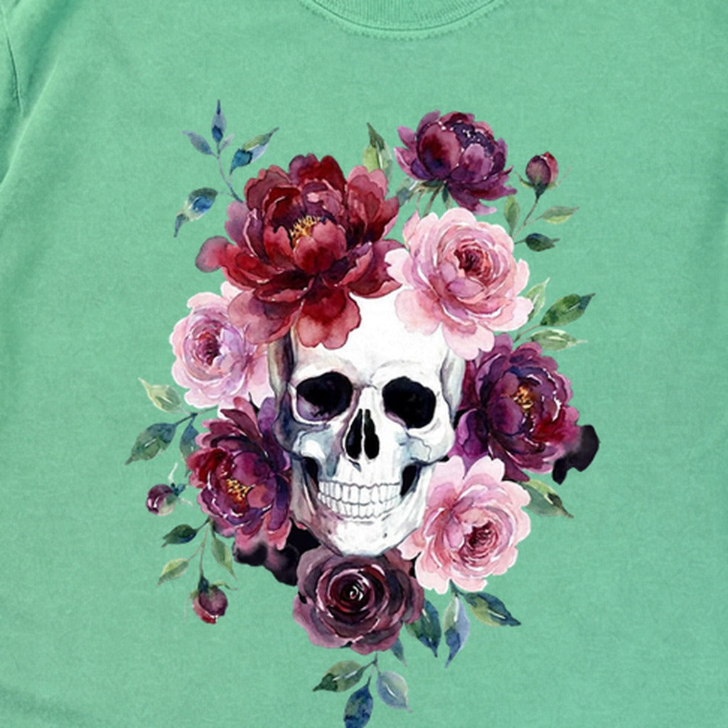 Watercolor Skull with Flowers Premium Long Sleeve