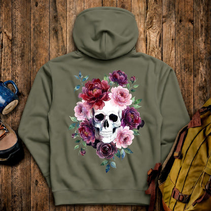 Watercolor Skull with Flowers Hoodie