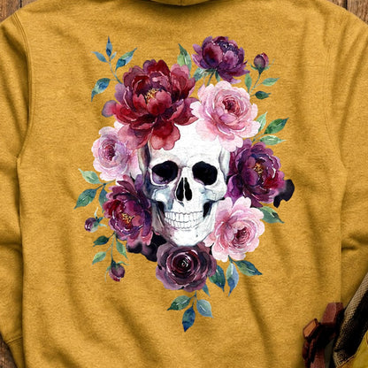 Watercolor Skull with Flowers Hoodie