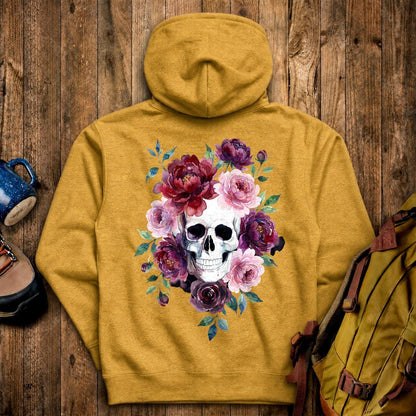 Watercolor Skull with Flowers Hoodie
