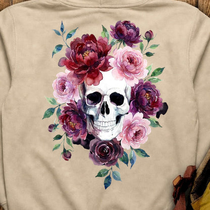 Watercolor Skull with Flowers Hoodie