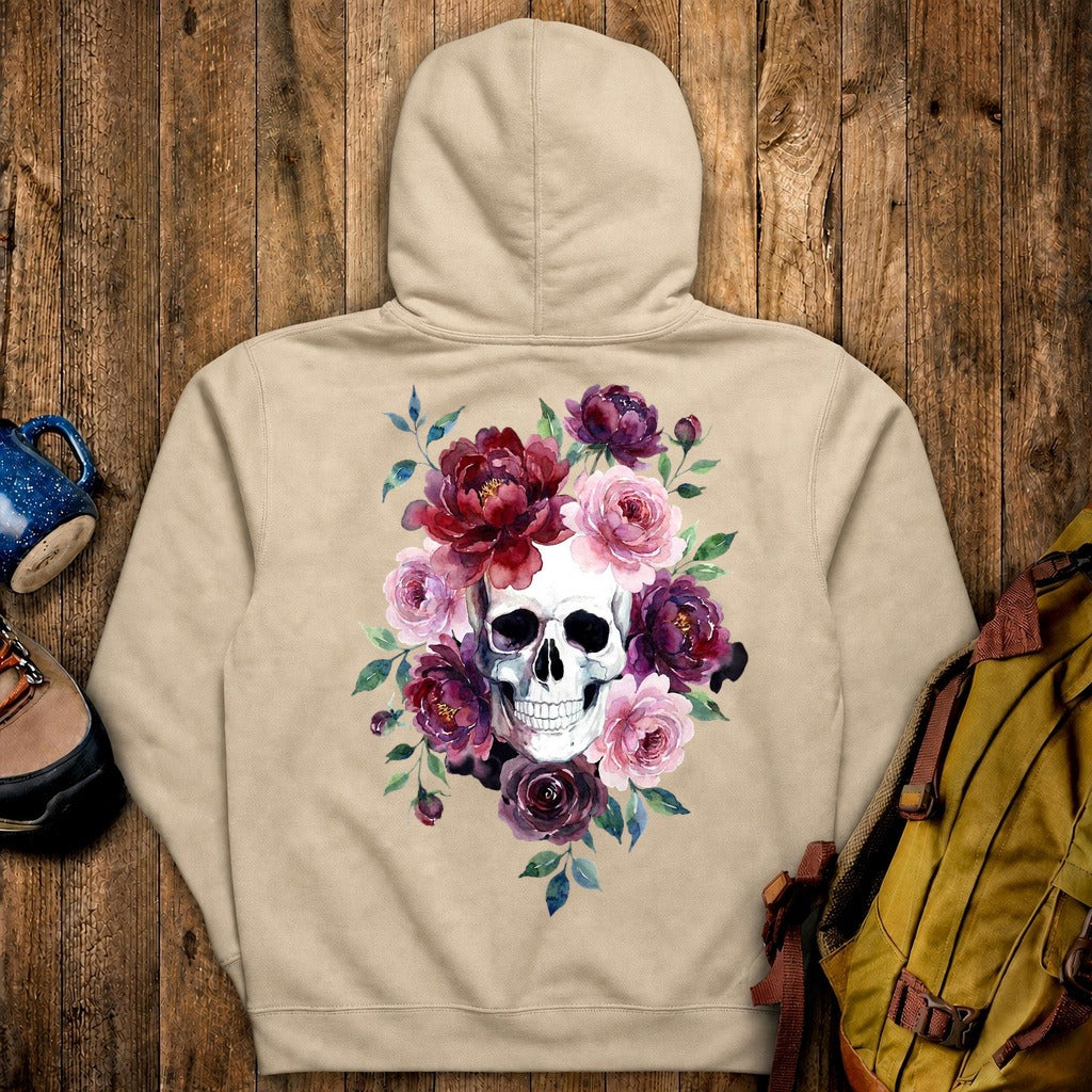 Watercolor Skull with Flowers Hoodie