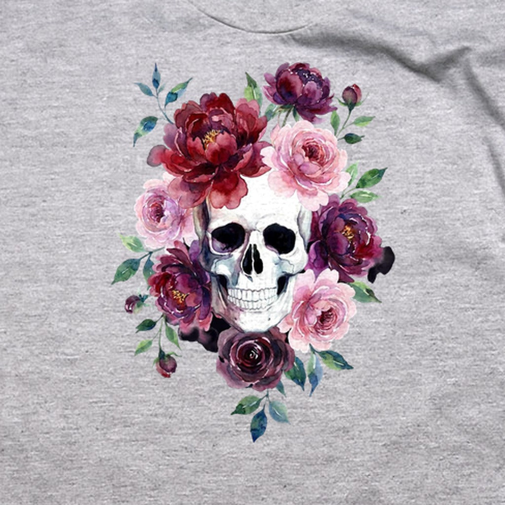 Watercolor Skull with Flowers T-Shirt