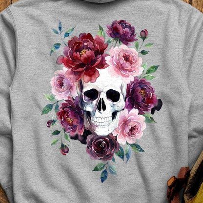 Watercolor Skull with Flowers Hoodie
