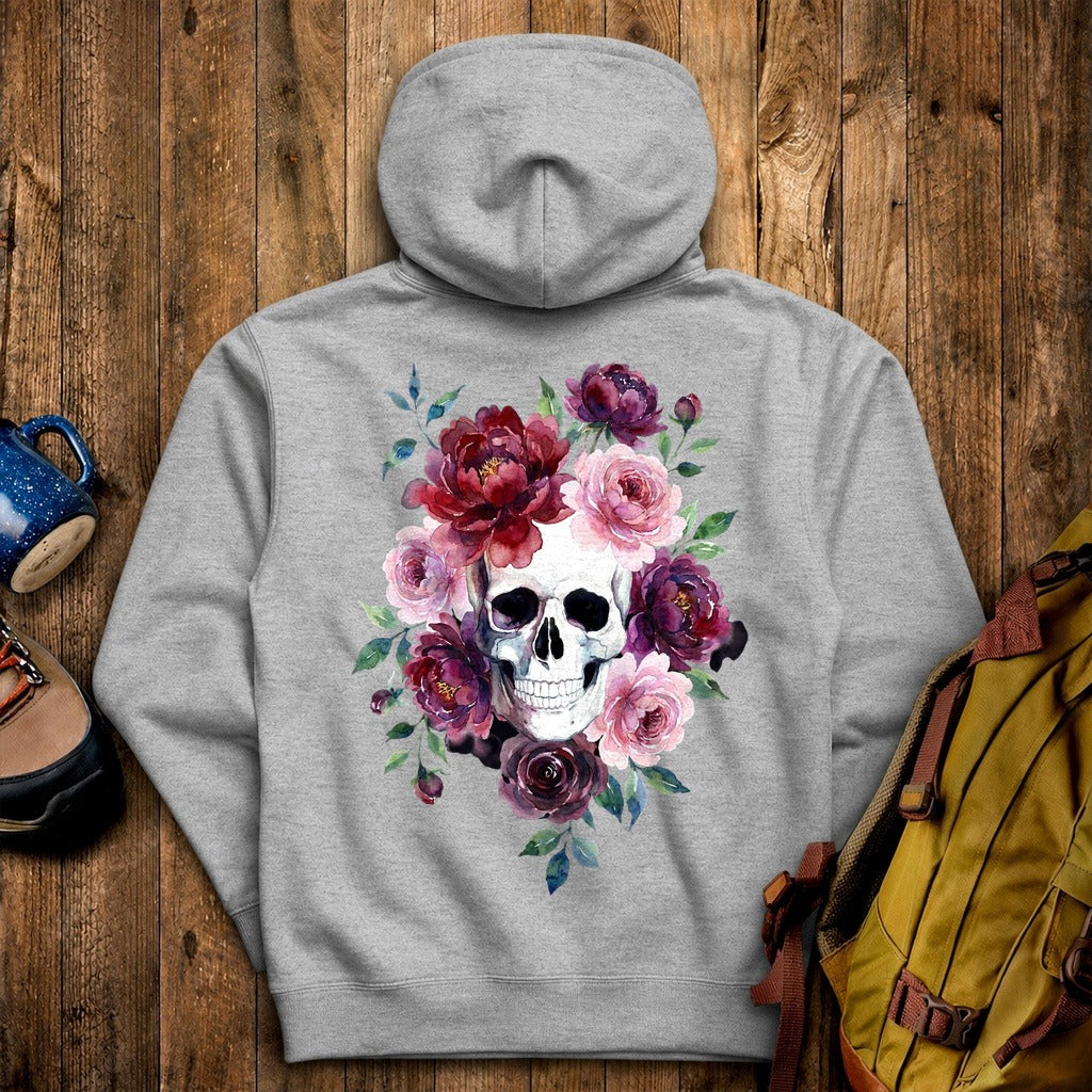 Watercolor Skull with Flowers Hoodie