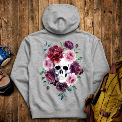 Watercolor Skull with Flowers Hoodie