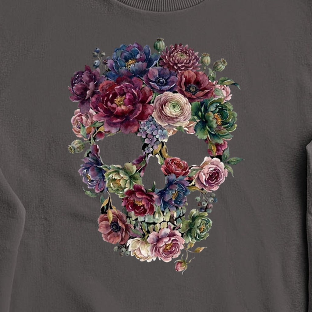 Gothic Flower Skull Crewneck Sweatshirt